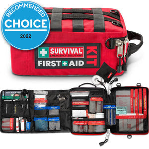 Family First Aid KIT with essentials for emergencies, featuring clear labeling for easy use, ideal for home, car, or travel.