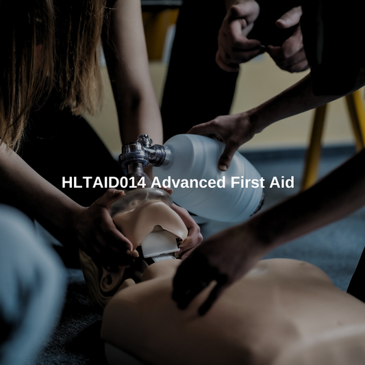 HLTAID014 advanced first aid training with CPR demonstration.